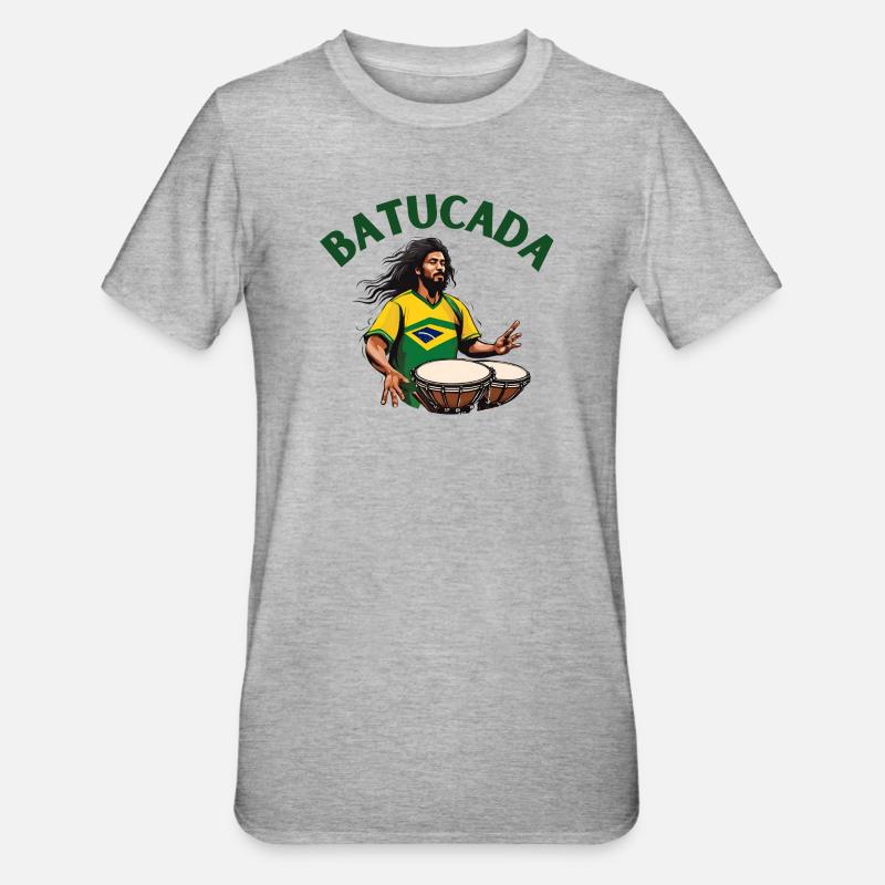 Batucada, Batucada-Spieler, Perkussion - Unisex Polycotton T-Shirt - Grau meliert