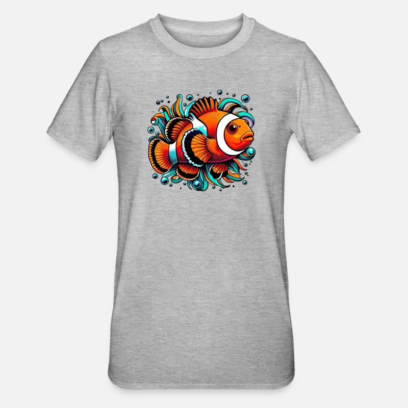 Clownfisch - Unisex Polycotton T-Shirt - Grau meliert