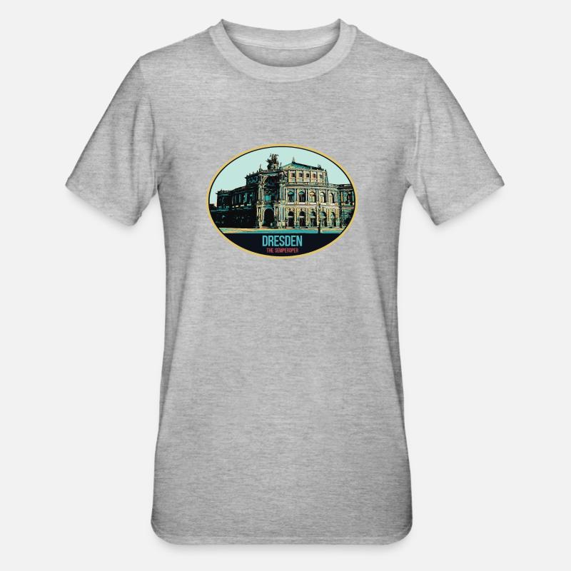 Semperoper de Dresde : Élégance en Illustration - T-shirt polycoton Unisexe - gris chiné