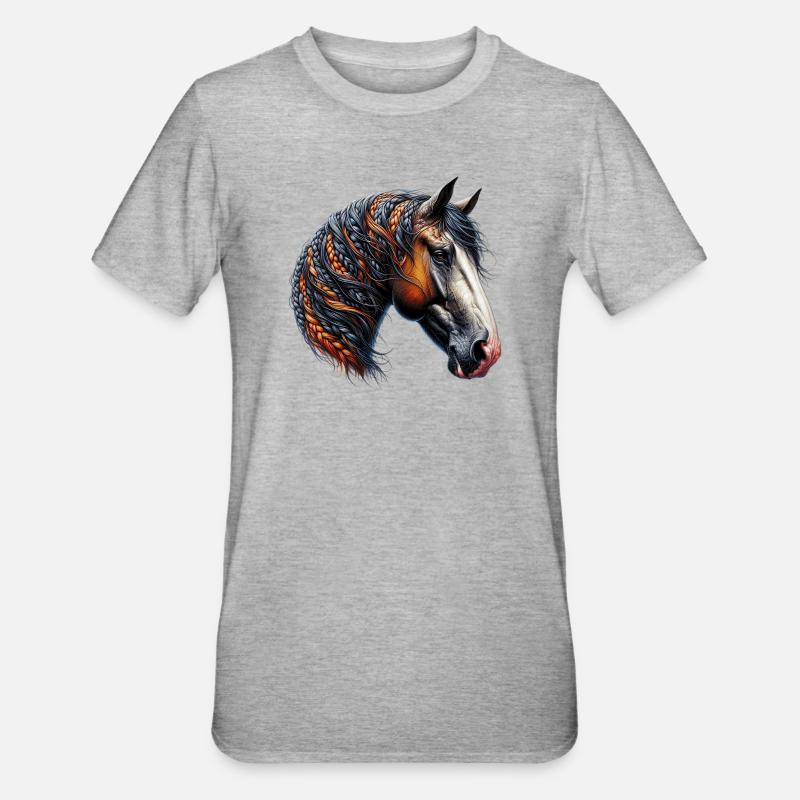 Cheval - T-shirt polycoton Unisexe - gris chiné