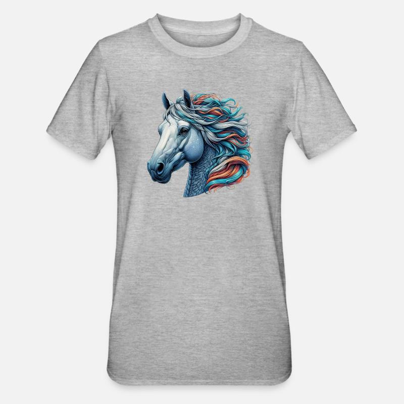 Cheval - T-shirt polycoton Unisexe - gris chiné