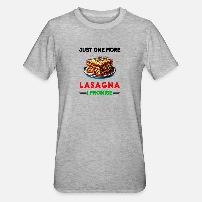 Nur noch eine Lasagne, versprochen - Unisex Polycotton T-Shirt - Grau meliert