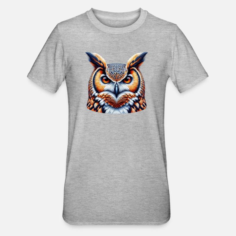 Eule - Unisex Polycotton T-Shirt - Grau meliert