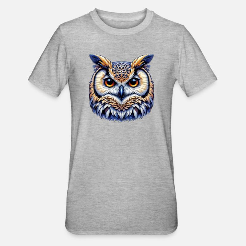 Eule - Unisex Polycotton T-Shirt - Grau meliert
