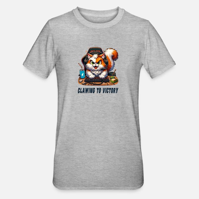 Design de jeu pour chats - T-shirt polycoton Unisexe - gris chiné