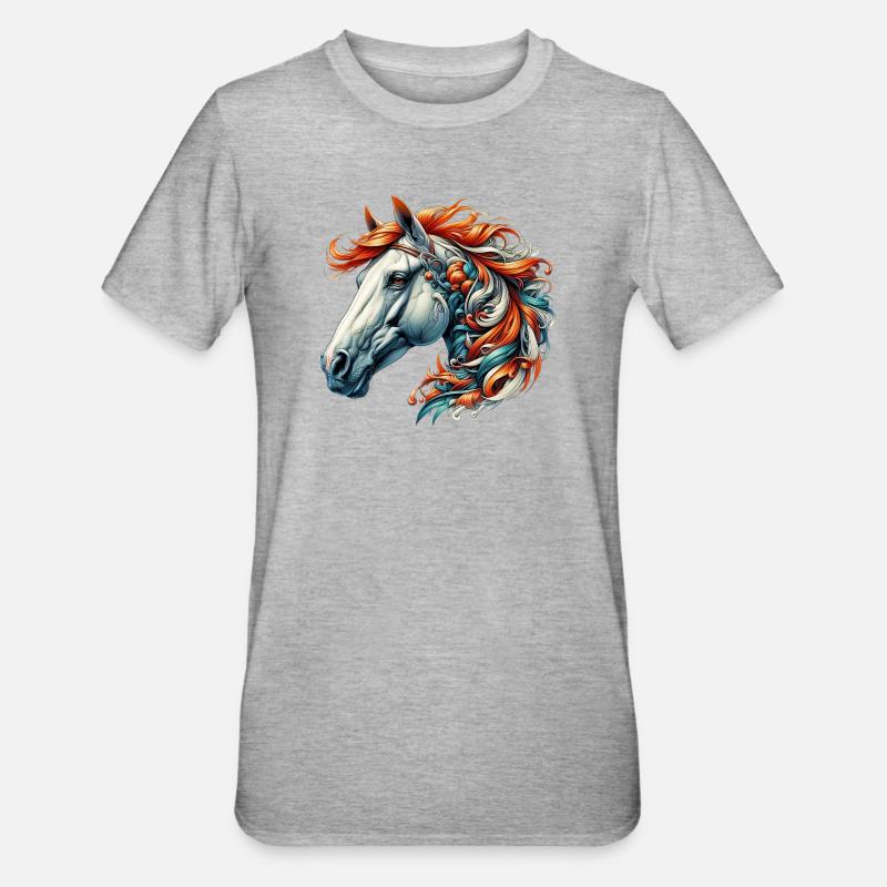 Cheval - T-shirt polycoton Unisexe - gris chiné
