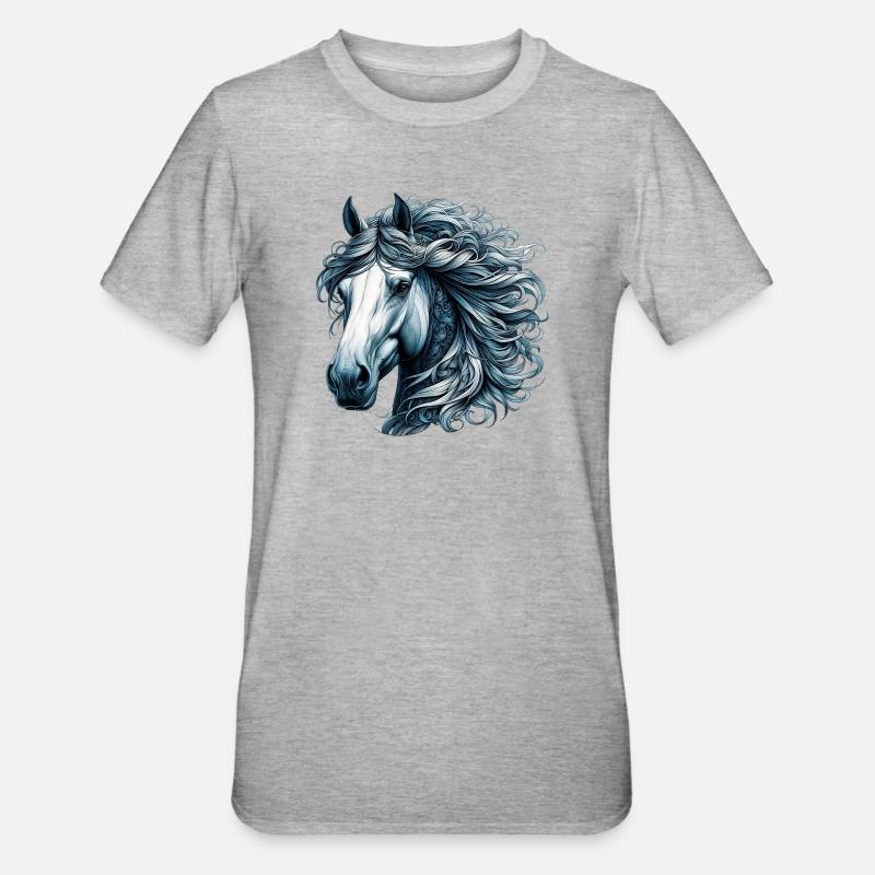 Cheval - T-shirt polycoton Unisexe - gris chiné