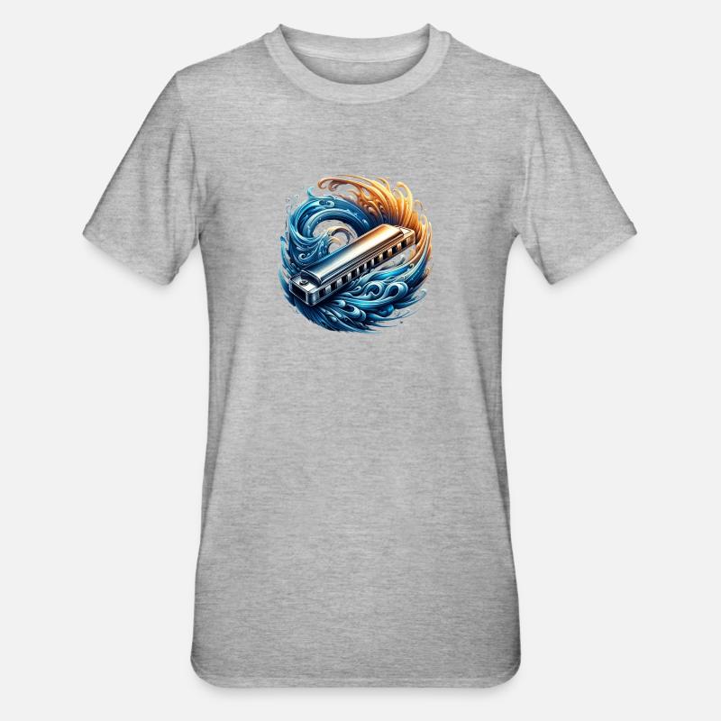 Harmonica abstract design - Unisex Polycotton T-Shirt - heather grey