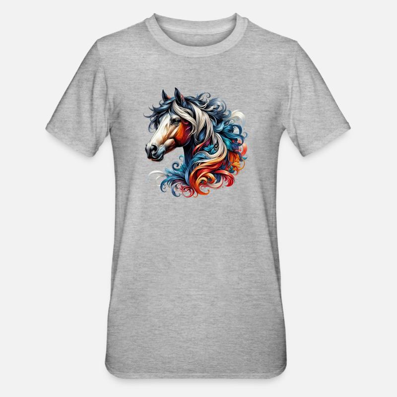 Pferd - Unisex Polycotton T-Shirt - Grau meliert
