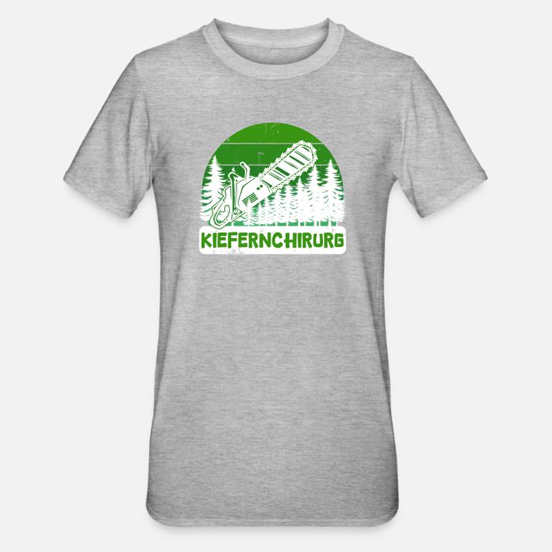 Bûcheron arbre tronçonneuse déclaration boiserie - T-shirt polycoton Unisexe - gris chiné