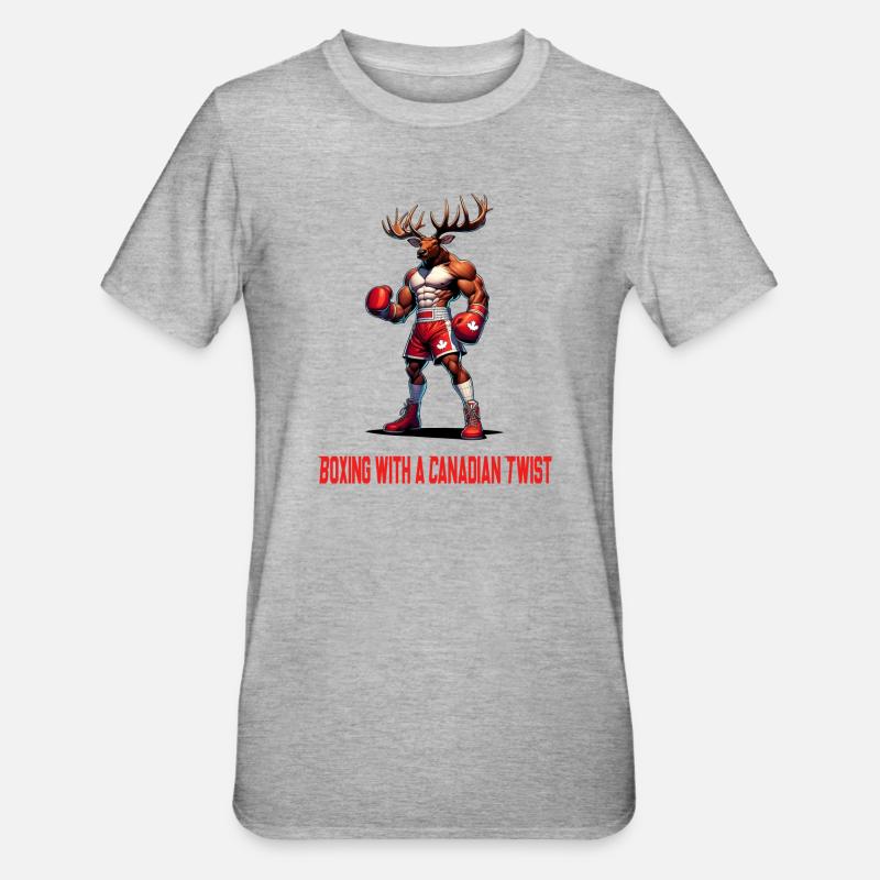 Design de boîte à wapitis du Canada - T-shirt polycoton Unisexe - gris chiné