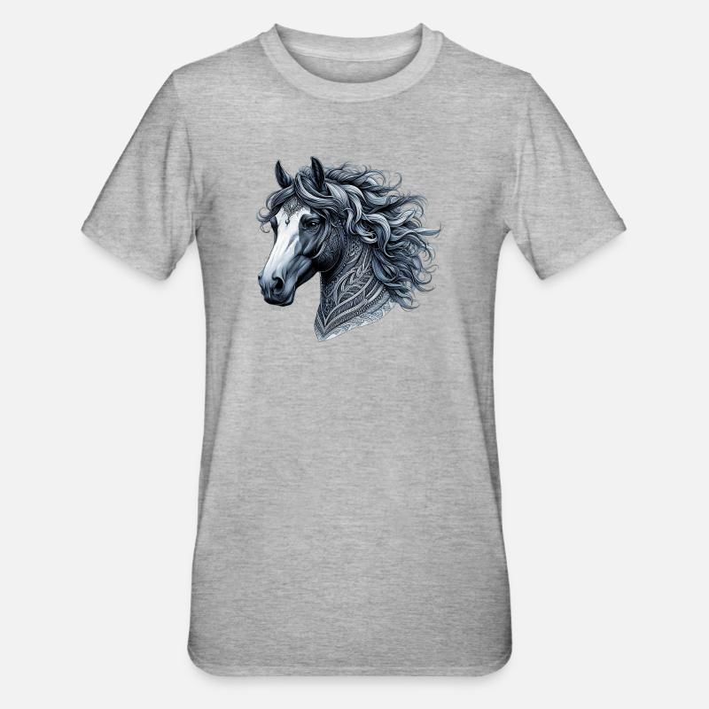 Cheval - T-shirt polycoton Unisexe - gris chiné