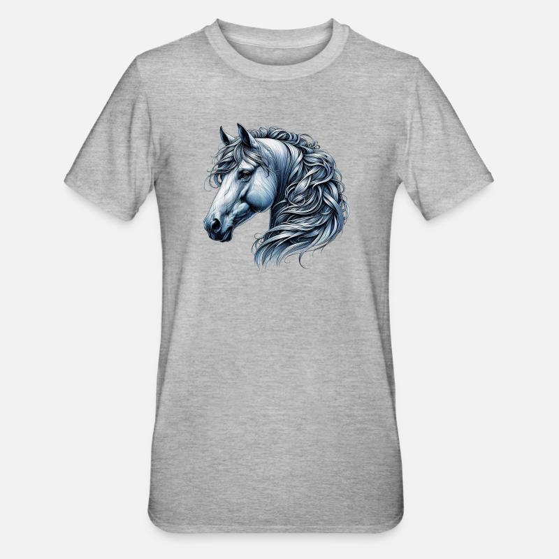 Cheval - T-shirt polycoton Unisexe - gris chiné