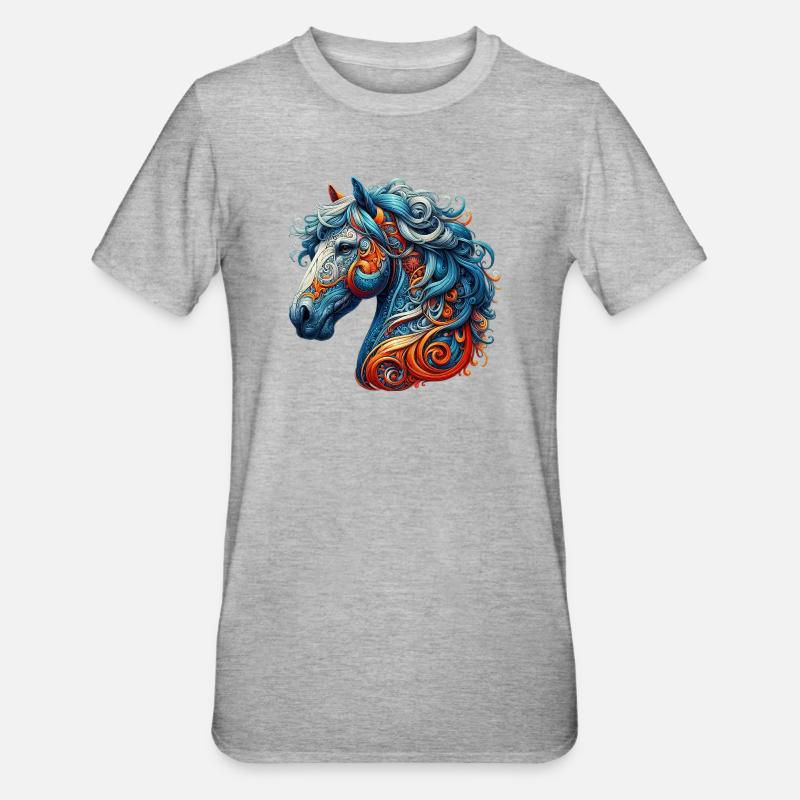 Pferd - Unisex Polycotton T-Shirt - Grau meliert