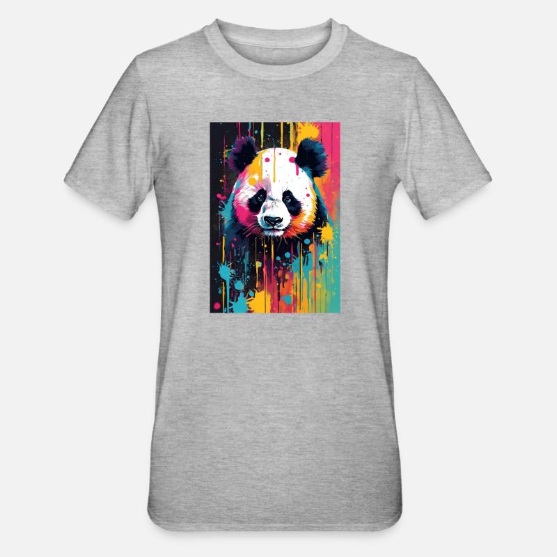 Explosion de Couleur Panda - T-shirt polycoton Unisexe - gris chiné