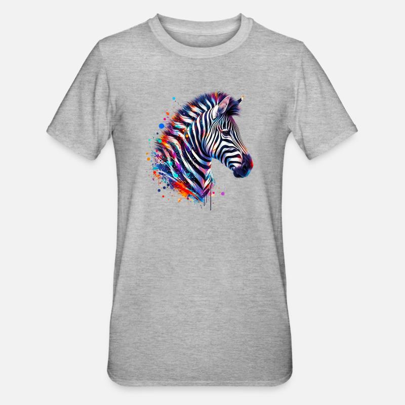 Zebra - Unisex Polycotton T-Shirt - heather grey