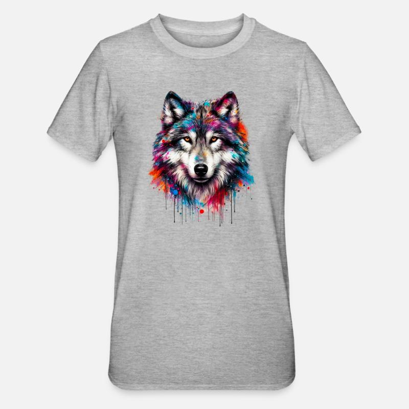 Wolf - Unisex Polycotton T-Shirt - Grau meliert