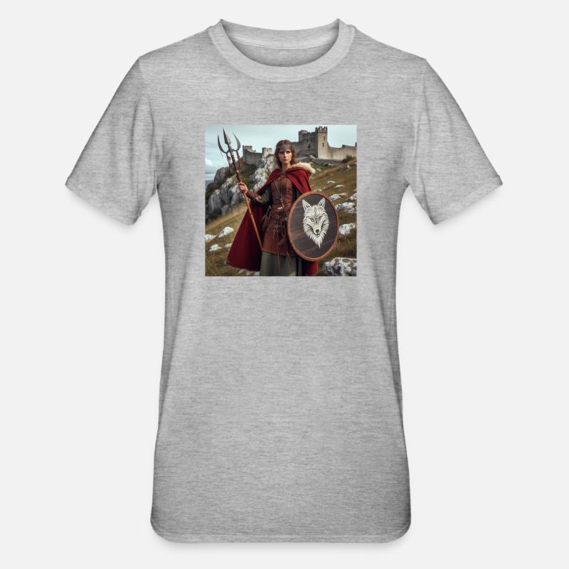 Wikinger-Krieger - Unisex Polycotton T-Shirt - Grau meliert