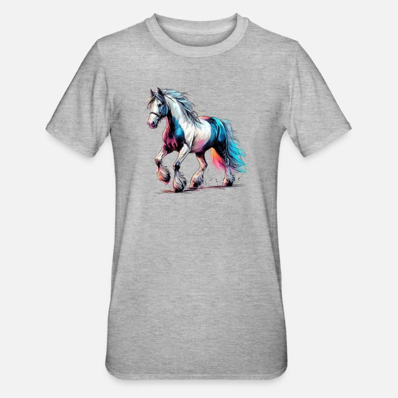 Cheval - T-shirt polycoton Unisexe - gris chiné