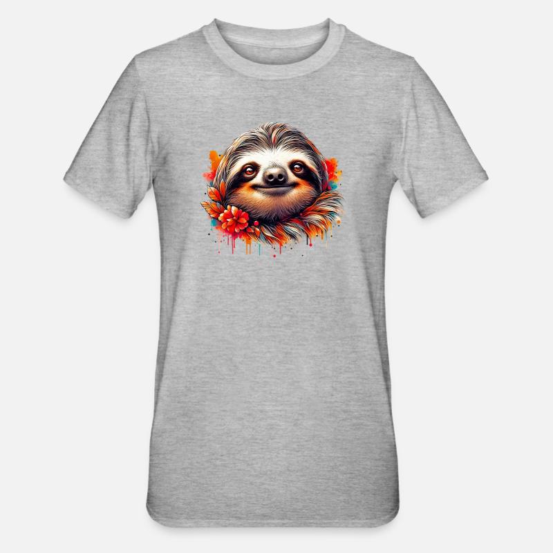Faultier - Unisex Polycotton T-Shirt - Grau meliert