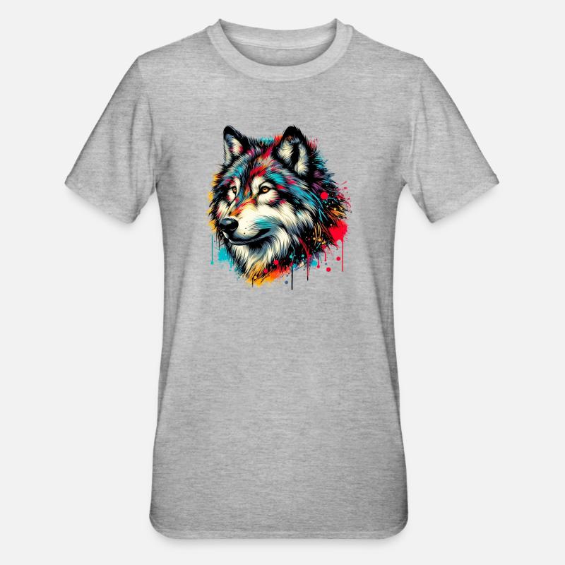Loup - T-shirt polycoton Unisexe - gris chiné