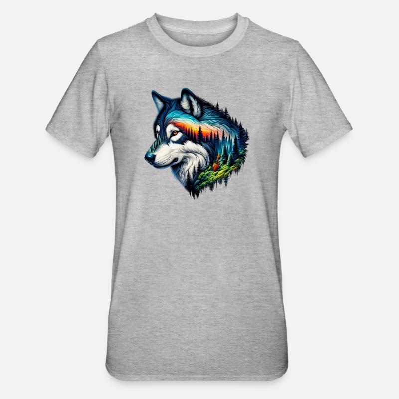 Wolf - Unisex Polycotton T-Shirt - Grau meliert