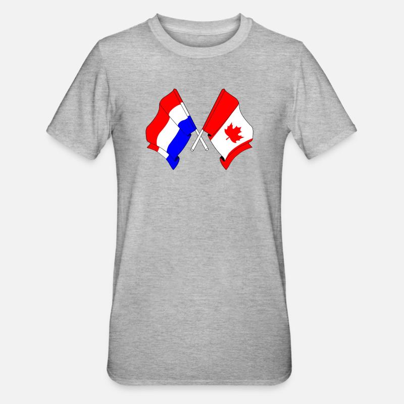 Drapeau des Pays-Bas et drapeau du Canada - T-shirt polycoton Unisexe - gris chiné
