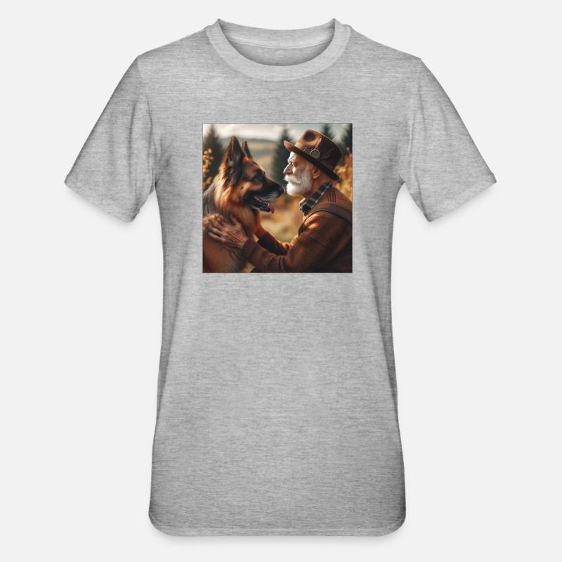 Deutscher Schäferhund Kunst - Unisex Polycotton T-Shirt - Grau meliert