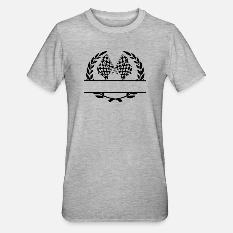 Drapeau de course dans une couronne de laurier - T-shirt polycoton Unisexe - gris chiné