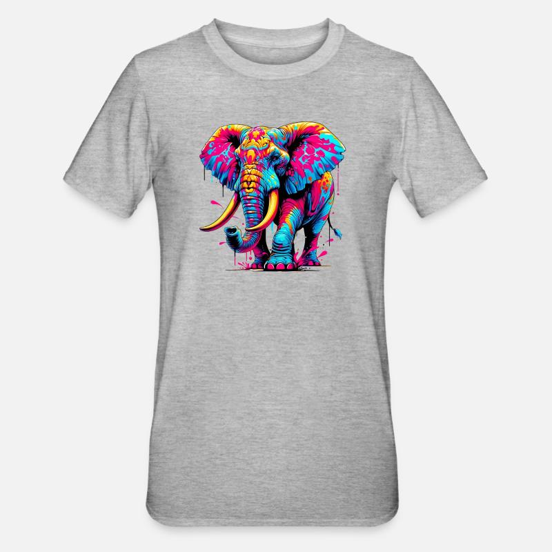 Éléphant - T-shirt polycoton Unisexe - gris chiné