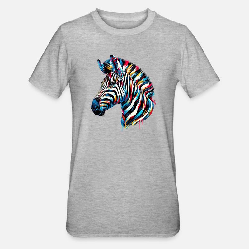 Zebra - Unisex Polycotton T-Shirt - heather grey