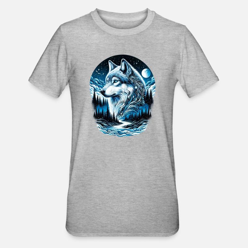 Wolf - Unisex Polycotton T-Shirt - heather grey