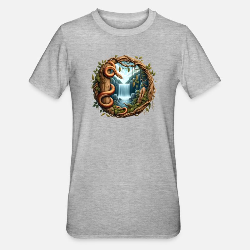 File d’attente devant la cascade - T-shirt polycoton Unisexe - gris chiné