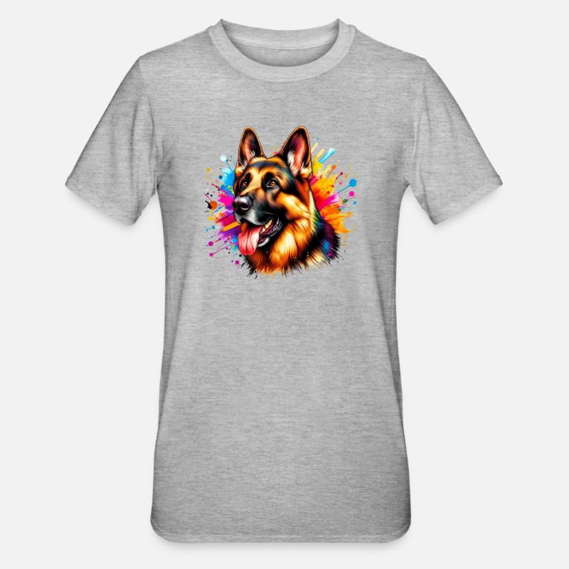 Deutscher Schäferhund - Unisex Polycotton T-Shirt - Grau meliert