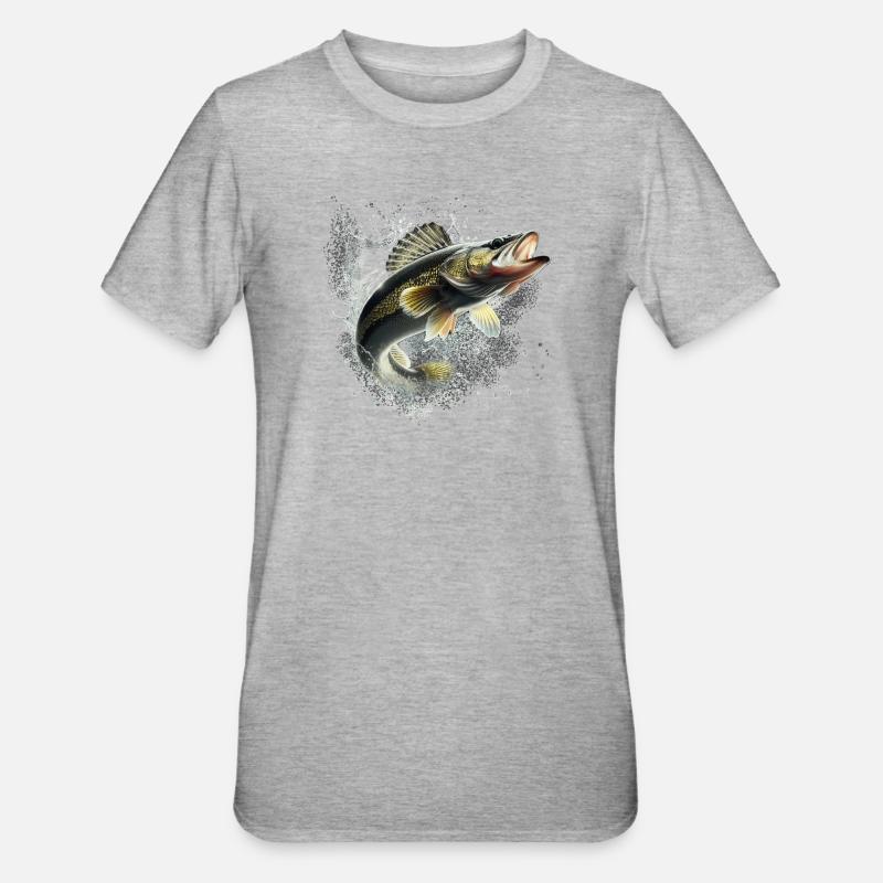 Fisch - Unisex Polycotton T-Shirt - Grau meliert
