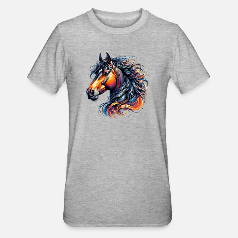Cheval - T-shirt polycoton Unisexe - gris chiné