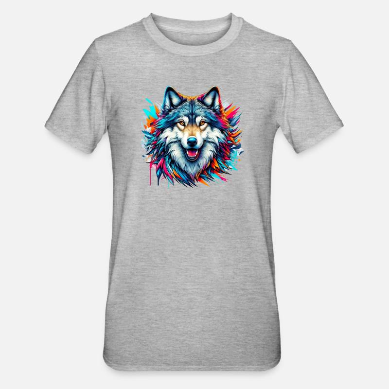 Wolf - Unisex Polycotton T-Shirt - heather grey