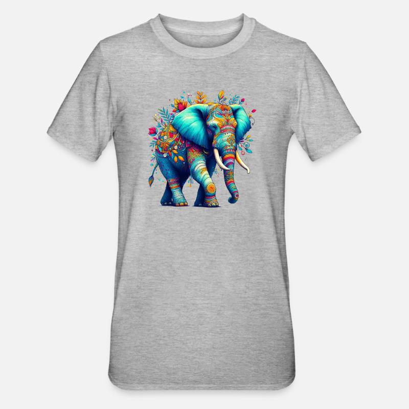 Elefant - Unisex Polycotton T-Shirt - Grau meliert