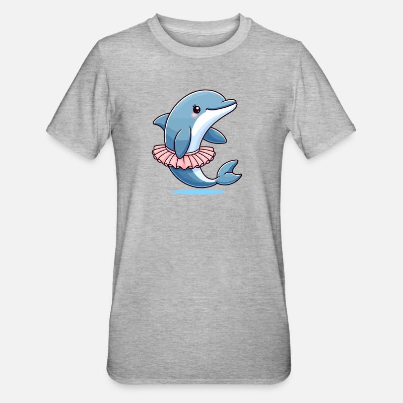 Dauphin de ballet : Vagues gracieuses - T-shirt polycoton Unisexe - gris chiné