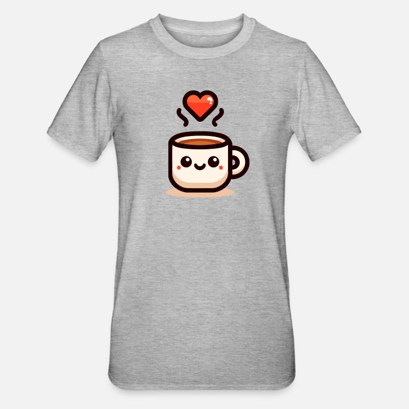 Cheery Cuppa : une gorgée d’amour - T-shirt polycoton Unisexe - gris chiné