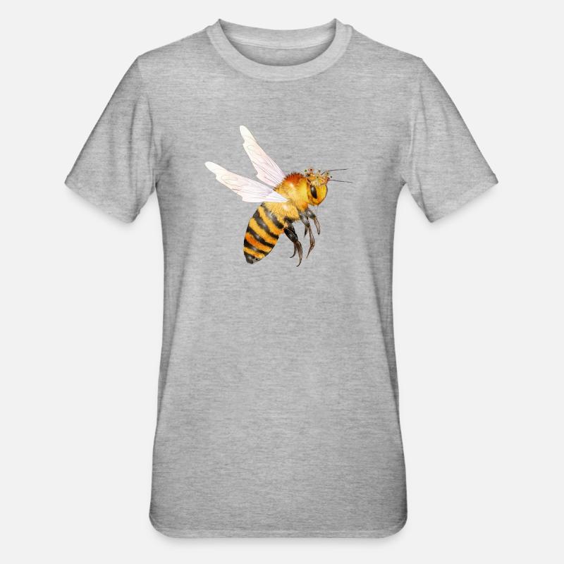 Flying queen bee hand drawn - Unisex Polycotton T-Shirt - heather grey