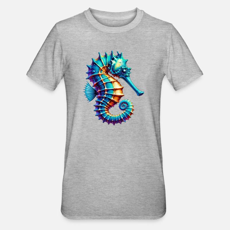 Seepferdchen - Unisex Polycotton T-Shirt - Grau meliert