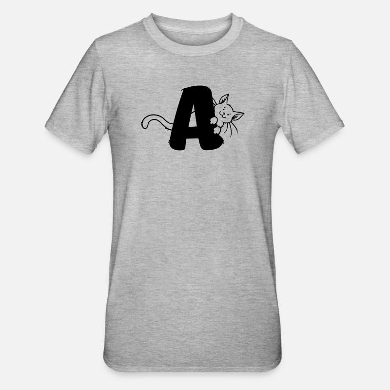 Katze Buchstabe A - Unisex Polycotton T-Shirt - Grau meliert