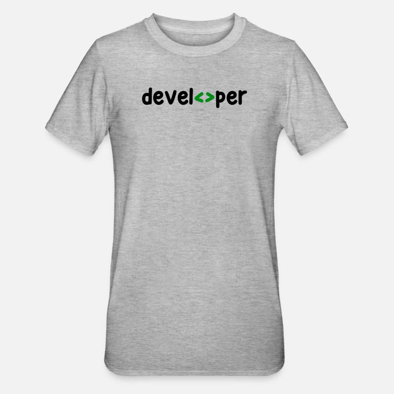 Développeur Spruch Coden Softwareentwickler Nerd - T-shirt polycoton Unisexe - gris chiné