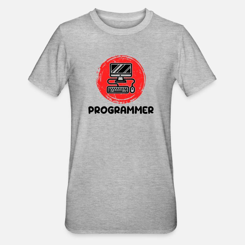 Développeur informatique Programmeur Code Scripting - T-shirt polycoton Unisexe - gris chiné