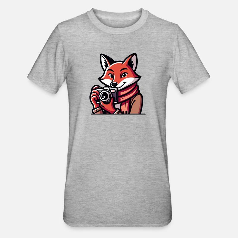 Shutter Fox : l’aventurier de l’instantané - T-shirt polycoton Unisexe - gris chiné