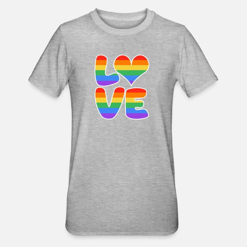 Regenbogenliebe Herzdesign - Unisex Polycotton T-Shirt - Grau meliert