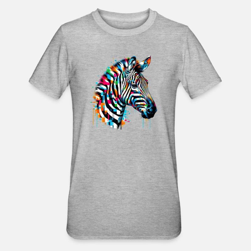 Zebra - Unisex Polycotton T-Shirt - Grau meliert