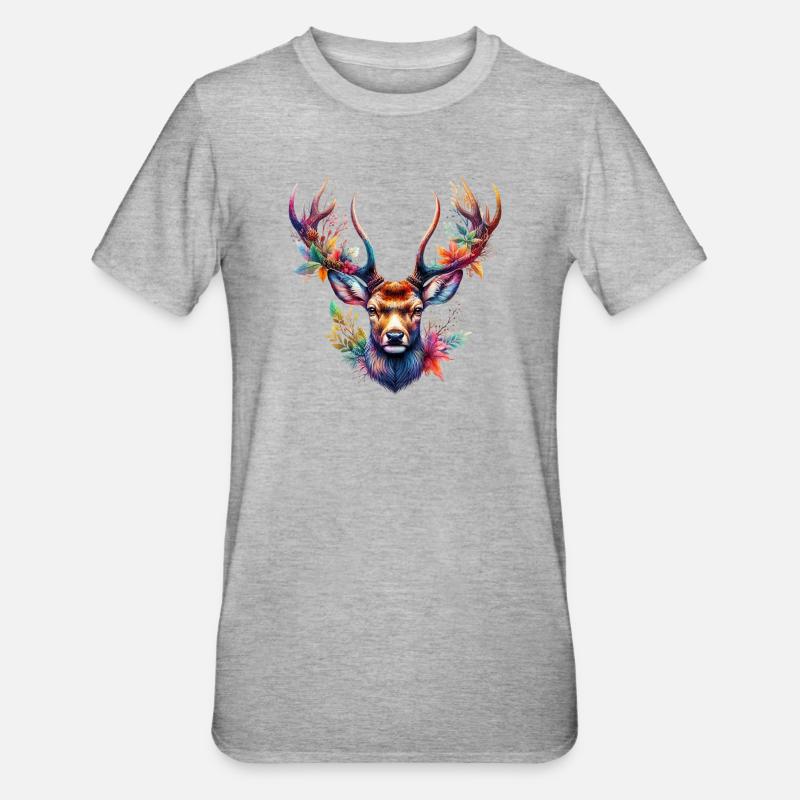 Hirsch - Unisex Polycotton T-Shirt - Grau meliert