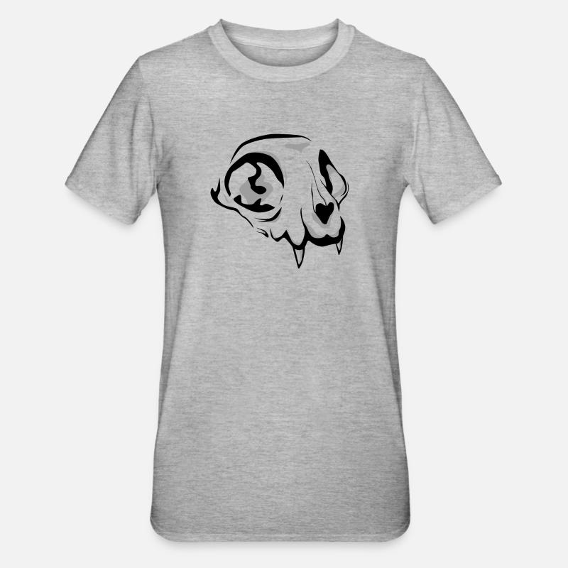 Katzenschädel - Unisex Polycotton T-Shirt - Grau meliert